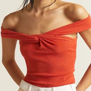 Anthropologie Maeve Off-the-Shoulder top BNWT Medium, Coral